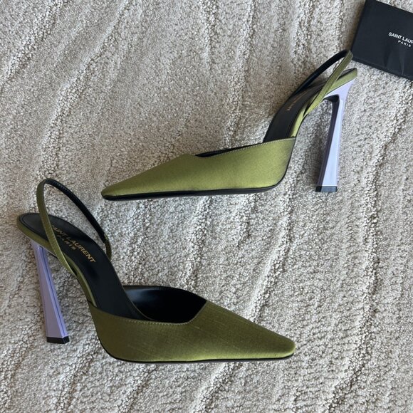 Saint Laurent Silk Slingback Pumps - Picture 3 of 10